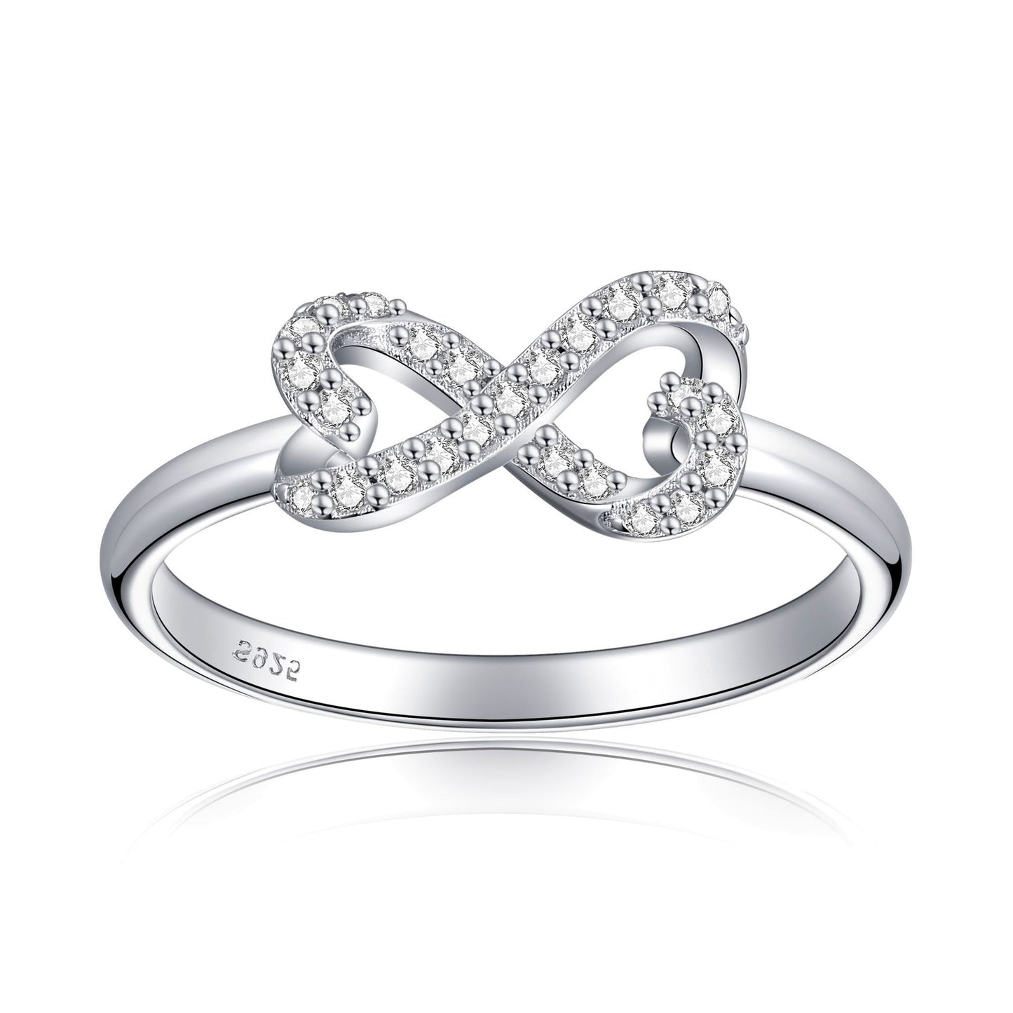 Women's Sterling Sier Bow Love Heart-shaped Design Rings