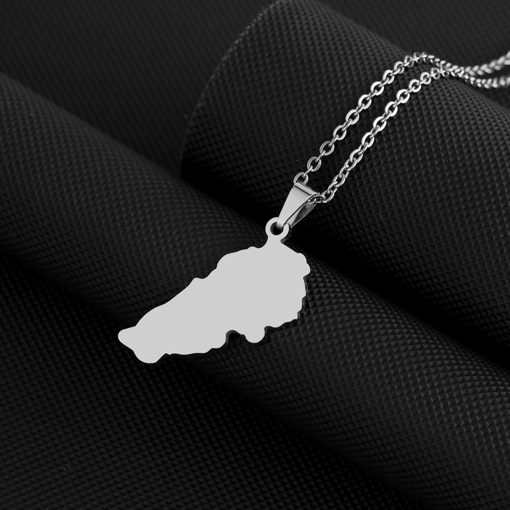 Women's & Men's Oil Dripping Map Stainless Steel Couple Necklaces