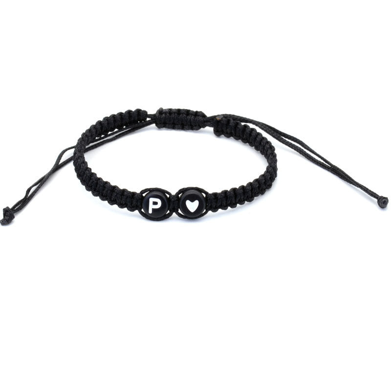 English Letters Love Heart Woven Friendship Bracelets