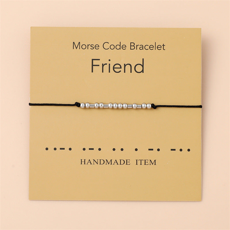 Password Creative Stainless Steel Beaded Card Wrist Bracelets