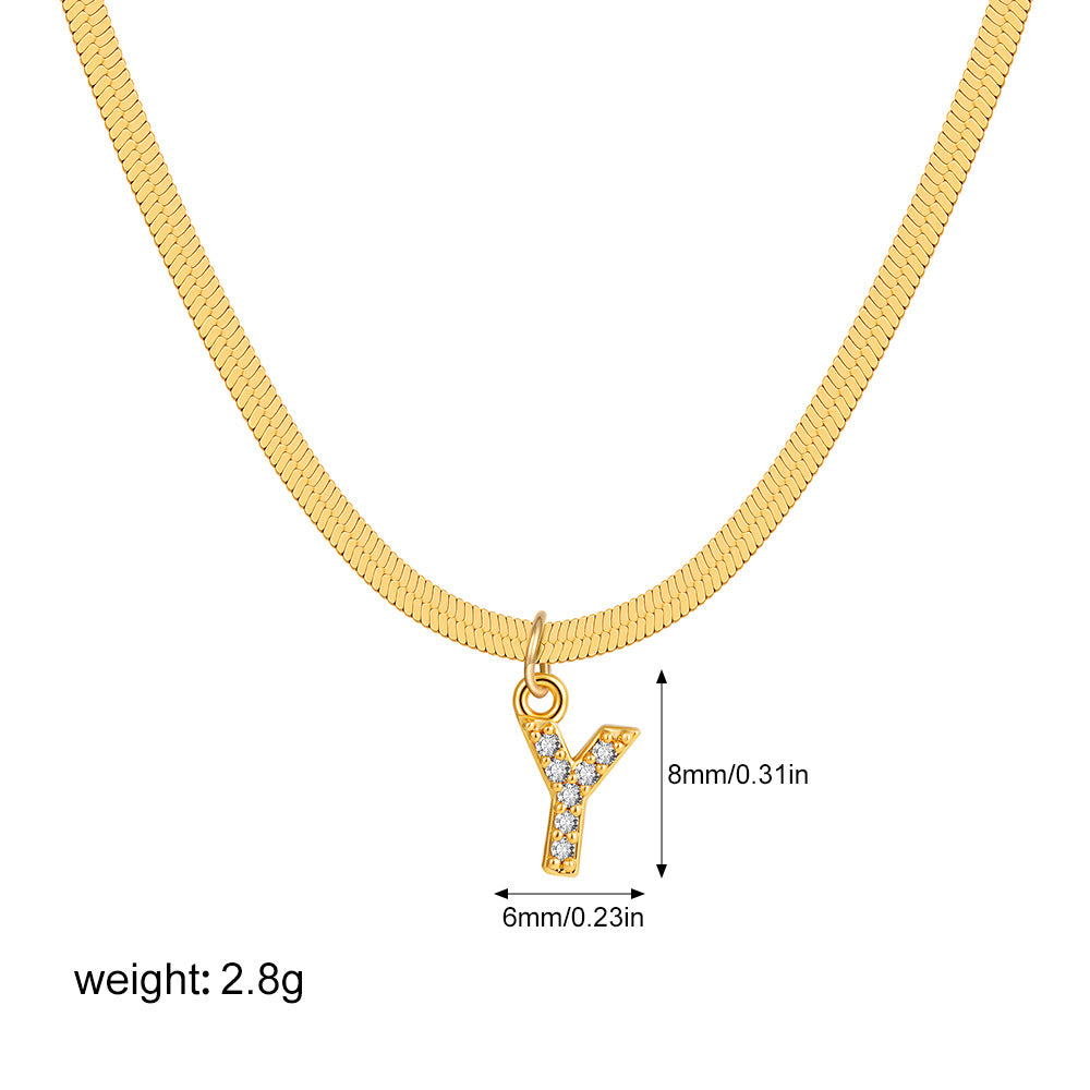 Stainless Steel Snake Bones Chain Letter Necklaces