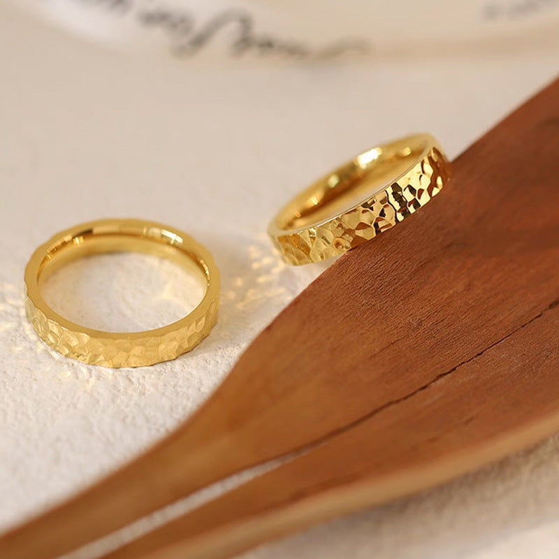 Water Ripple Handmade Hammer Texture Indifference Rings
