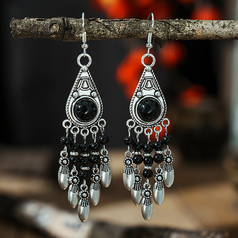 Turquoise Ethnic Style Retro Alloy Yunnan Earrings