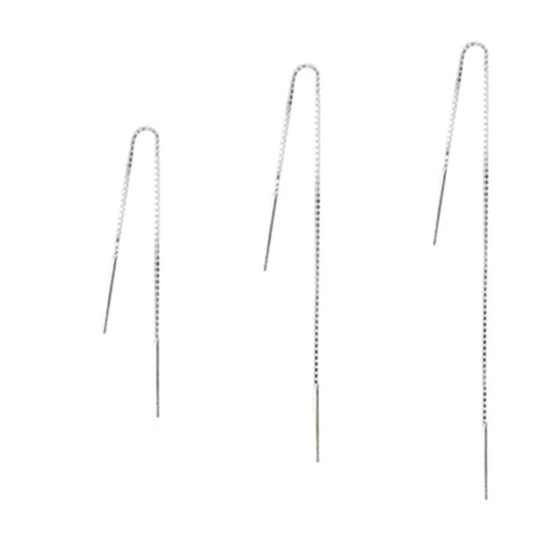 Women's Sier Simple Hanging Extra Long Ear Chain Earrings