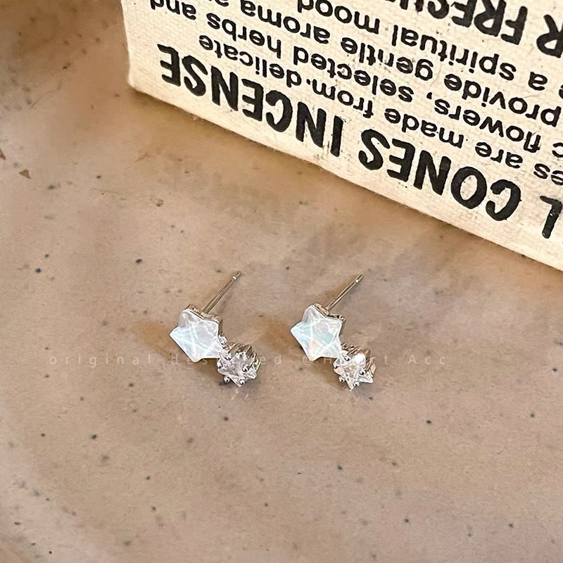 Bright Star Blue Zircon Sier Female Earrings