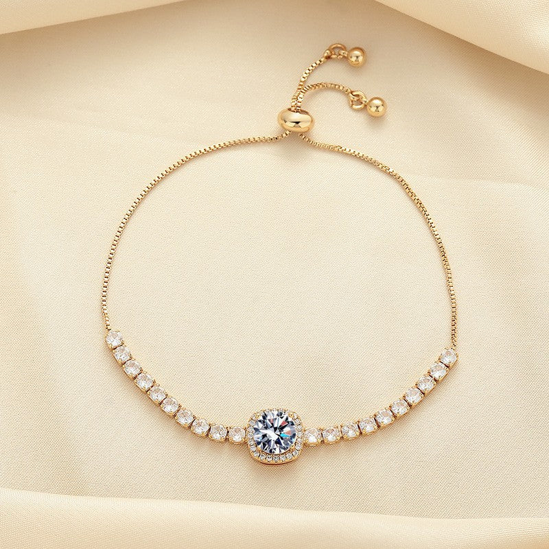 Women's Champagne Gold Zircon Temperament Wild Pull Bracelets