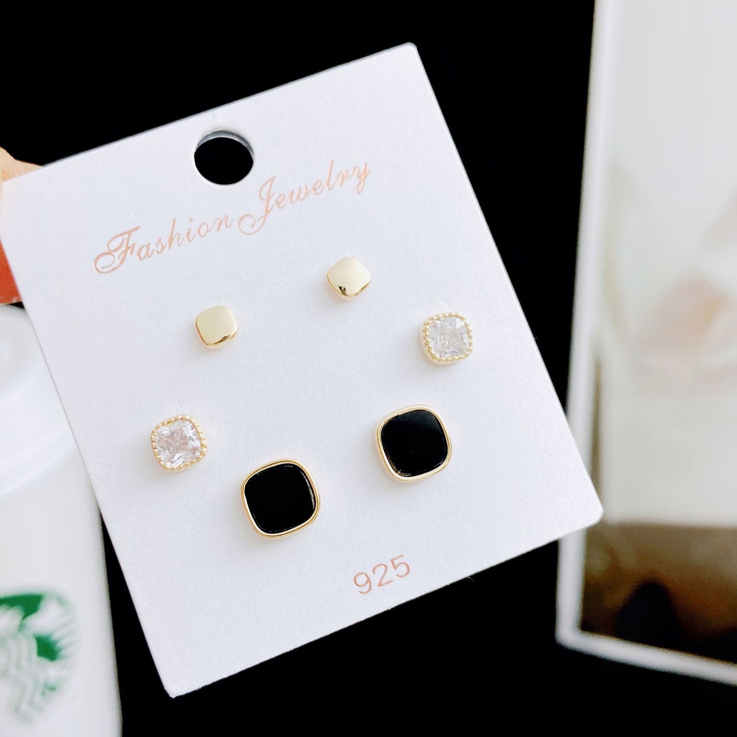 Women's Micro Inlaid Zircon Small Three Pairs Earrings