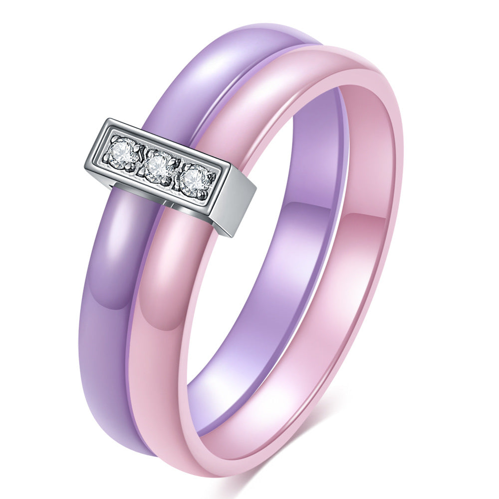 Titanium Steel Black White Pink Purple Rings