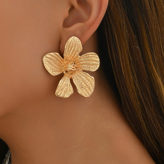 Women's Ornament Exaggerated Personalized Flower Water Drop Design Fashion Earrings