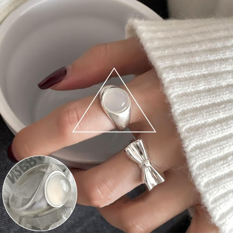 Butterfly Female Twin Elegant Personality Sier Rings