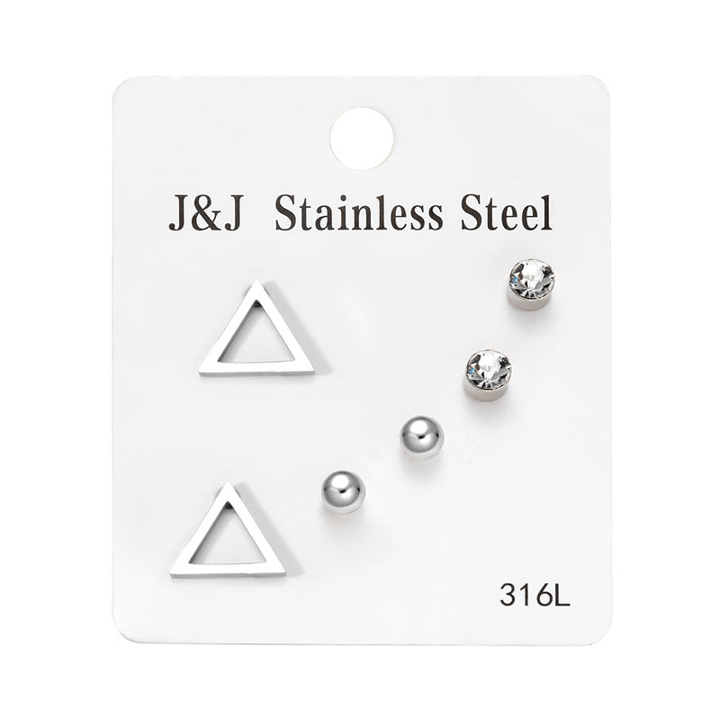 Pairs Heart Shape With Diamond Combination Earrings