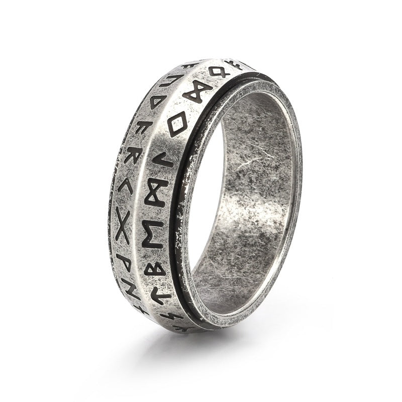 Men's Nordic Viking Rune Titanium Steel Rotatable Unisex Rings
