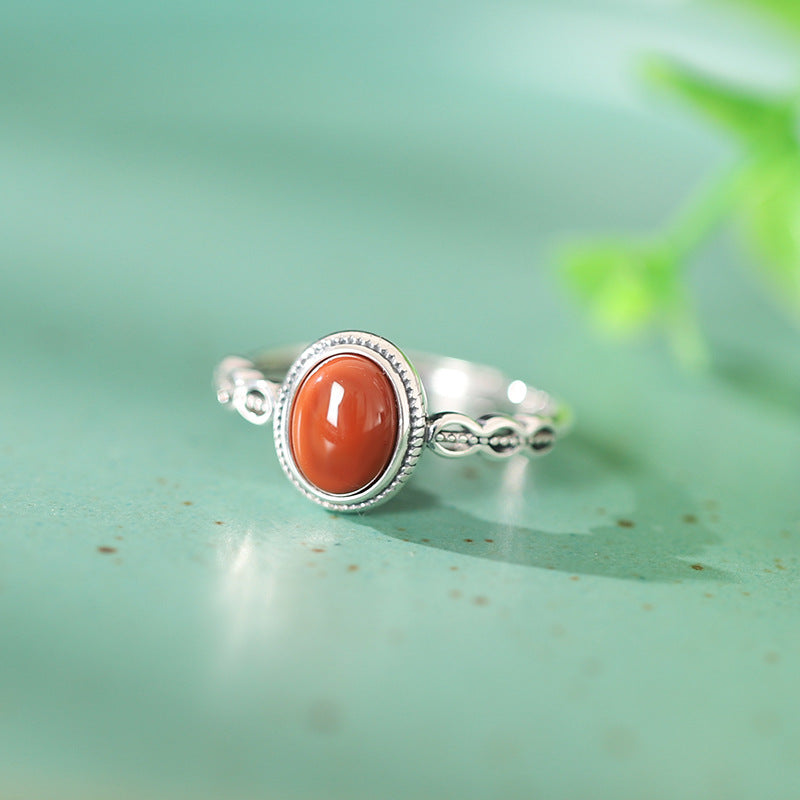 Women's Surface Sier Embedded Thai Retro Vintage Open-end Rings