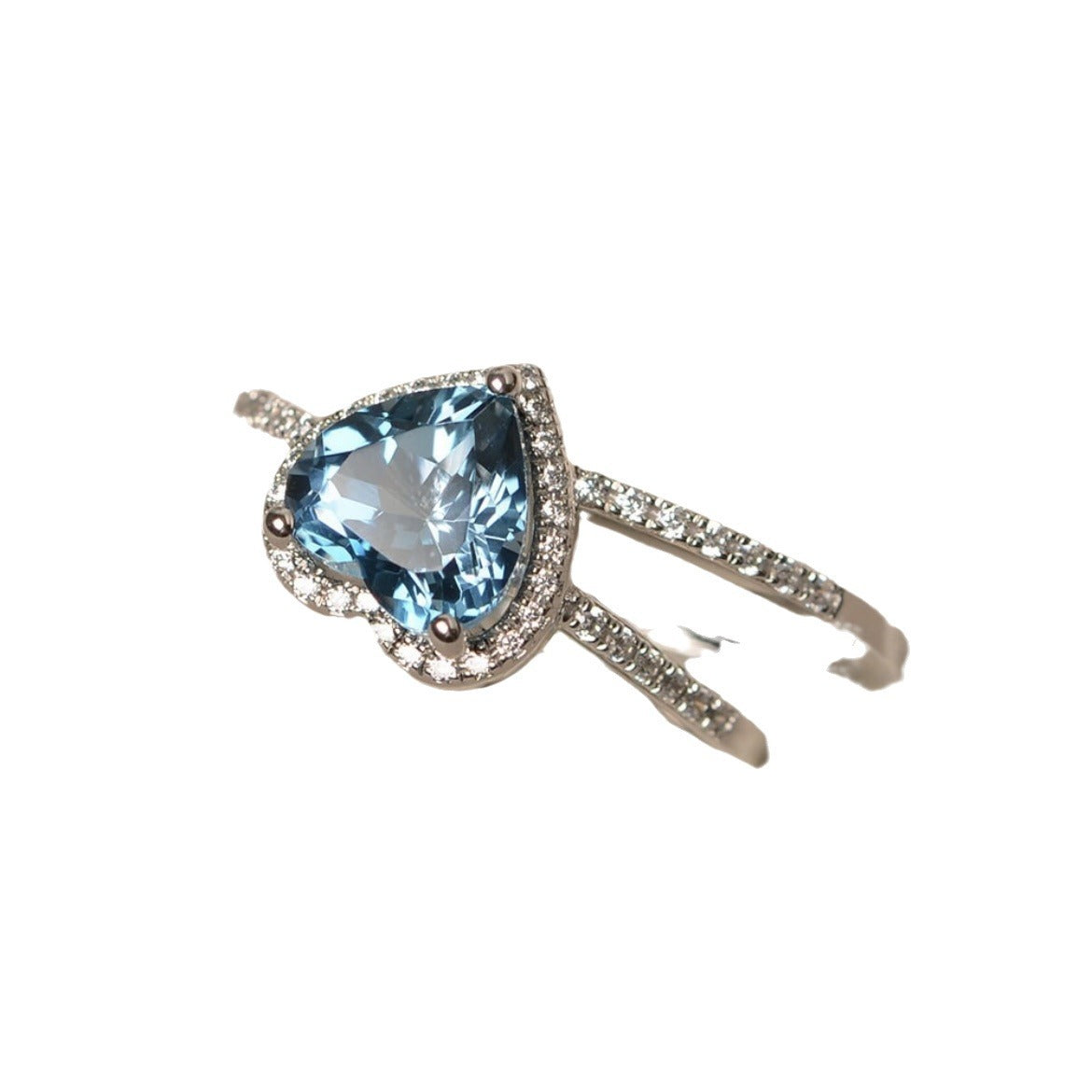 Women's Blue Heart-shaped Zircon Fashion Set Rings