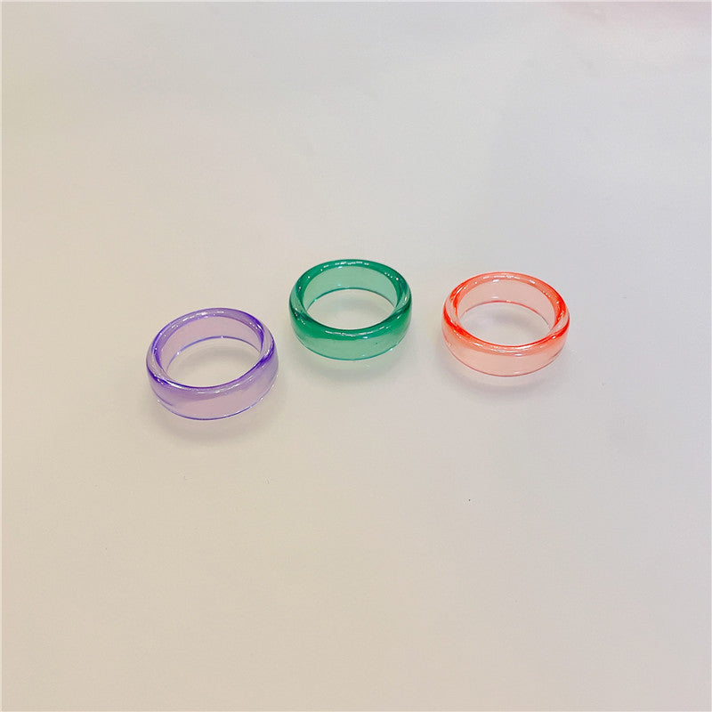 Retro Square Acrylic Geometric Resin Cold Wind Rings