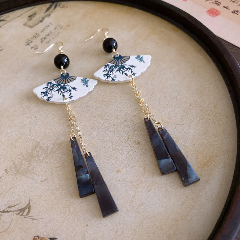 Women's Chinese Style Series Fan Han Clothing Earrings
