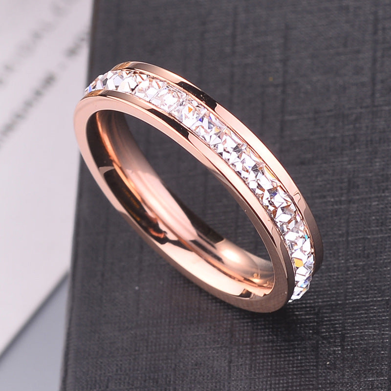 Women's & Men's Titanium Steel Full Diamond Couple Single Rings