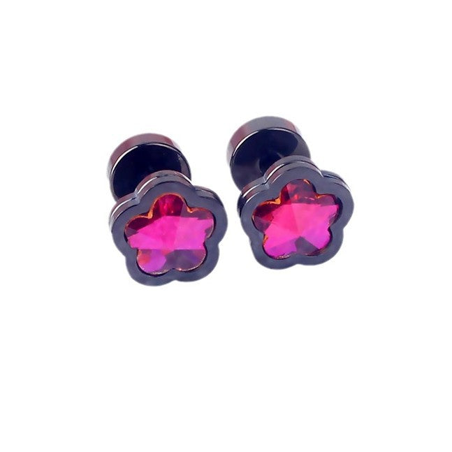 Women's & Men's Simple Colorful Flower Titanium Steel Ear Earrings