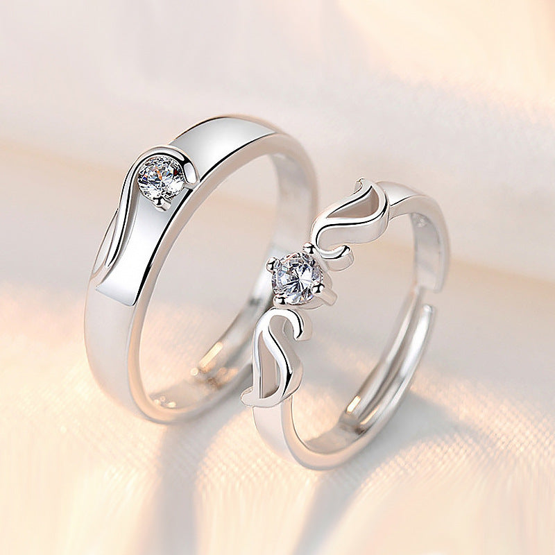 Opening Couple Female Diamond Angel Marriage Rings
