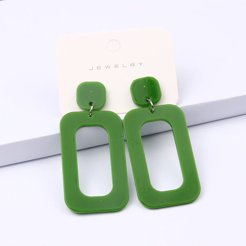 Women's Rectangular Hollow Ear Fashion Simple Personality Fluorescent Color Rings