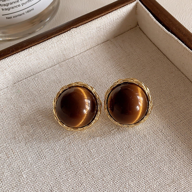 Women's French Retro Amber Elegant Design High-grade Earrings