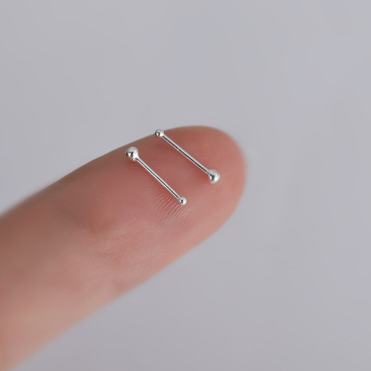 Women's & Men's Bean-shaped Sliver Beads Ball Ear Bar Earrings