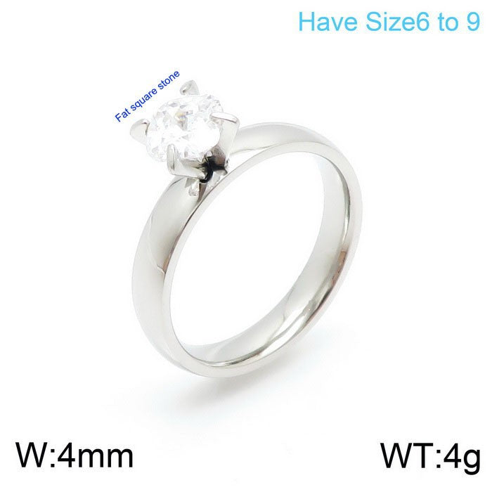 Jewelry Korean Titanium Steel Couple Simple Zircon Gold Plated Rings