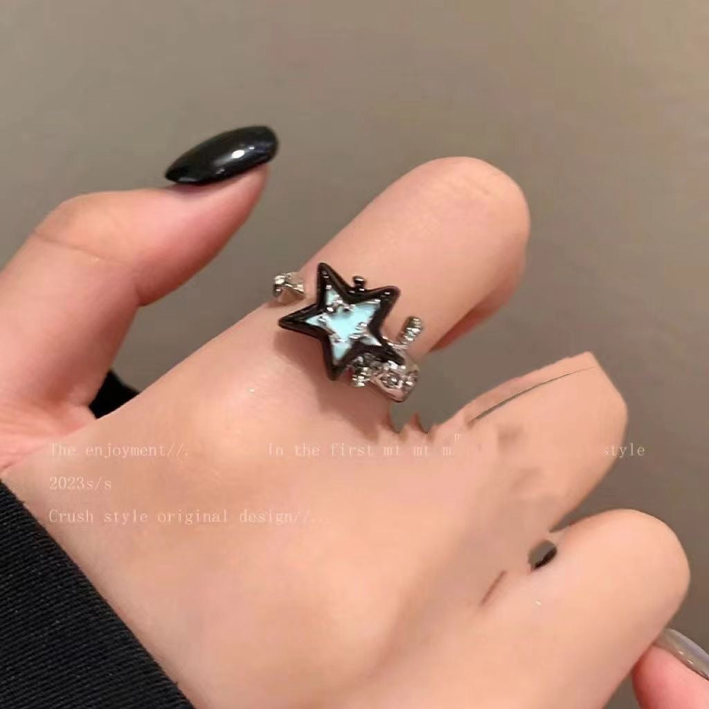 Contrast Color Opal Female Fashion Personality Couple Index Finger Rings
