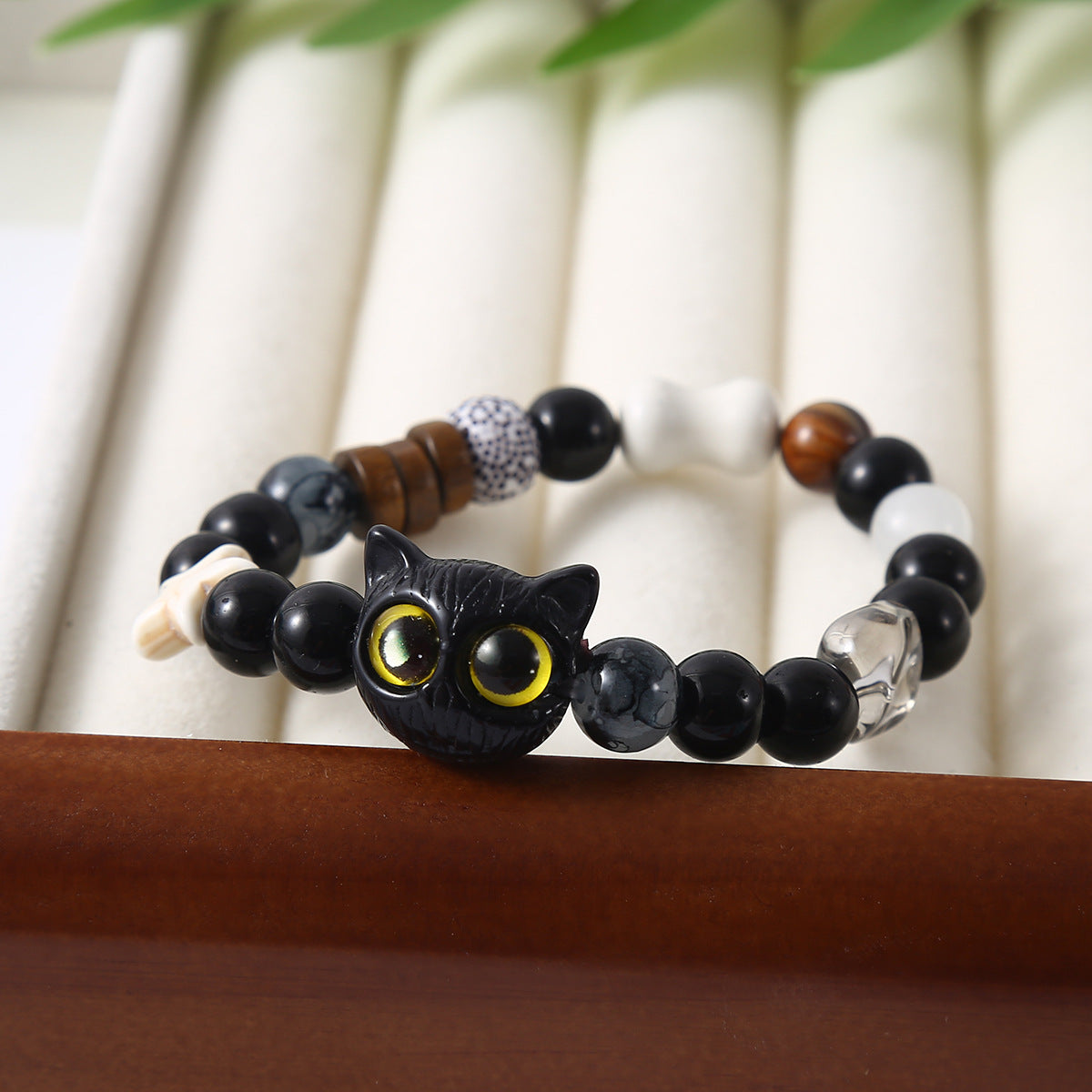 Cheese Black Sesame Kitty Cat White Bracelets