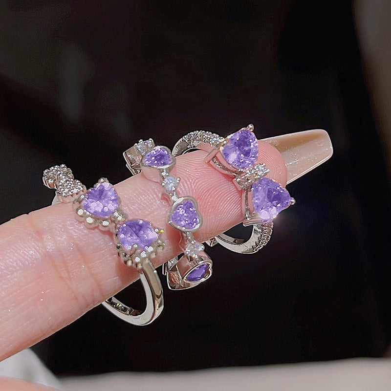 Love Heart-shaped Exquisite Light Luxury Butterfly Rings