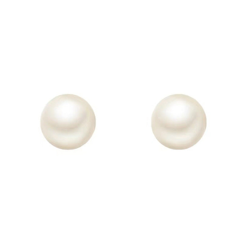 Women's Trendy Simple Sier Pearl Niche Design High Earrings