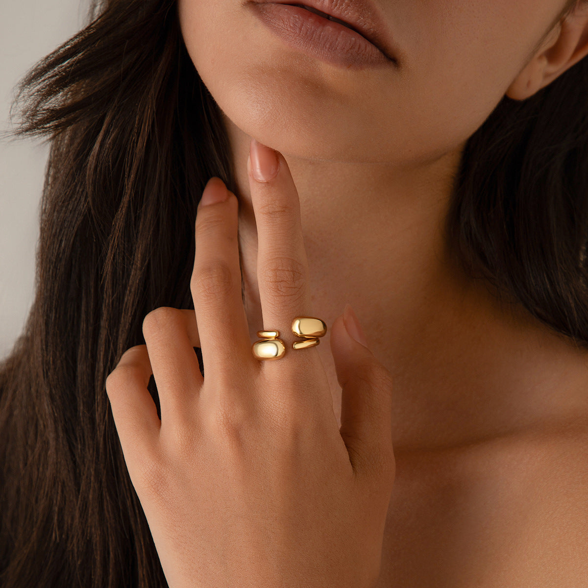 Ornament Design Hip Hop Metal Water Drop Hug Simple Rings