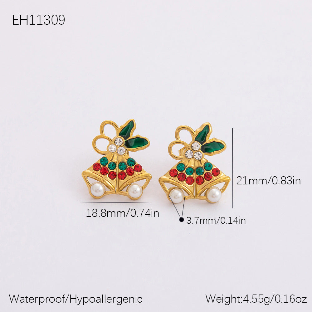 Gold Stainless Steel Christmas Elderly Snowman Necklaces