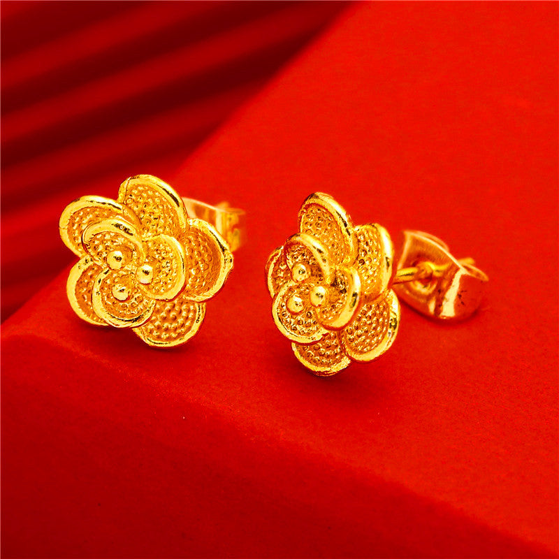 Women's Gold Small Ear Bar Simulation European Coin Earrings