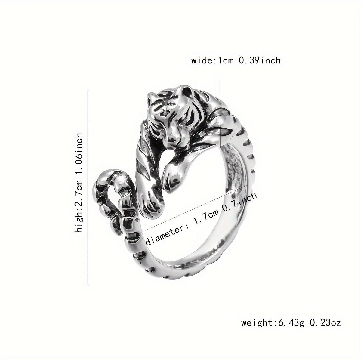 Tiger Open Alloy Retro Personality Minimalism Rings