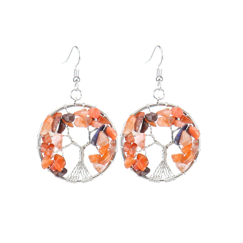 Natural Crystal Gravel Colorful Tree Root Lucky Earrings