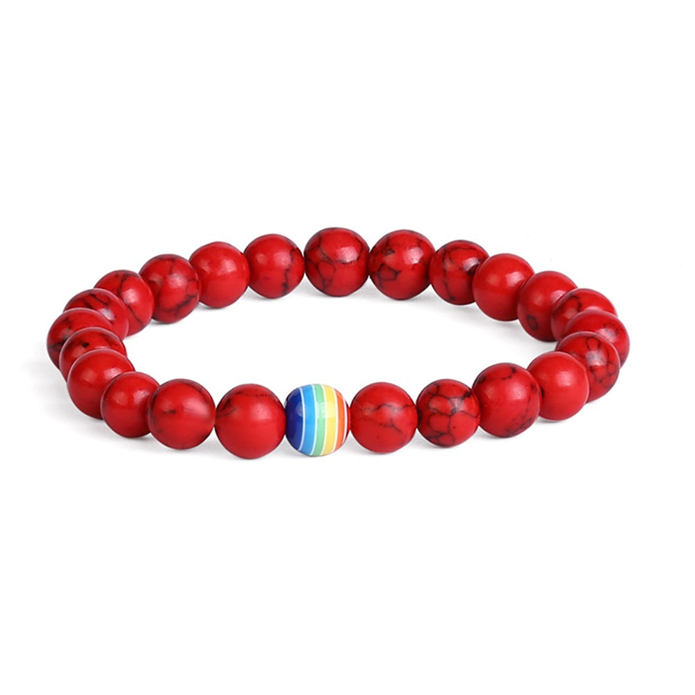 Women's Fashion Ornament Rainbow Beaded White Turquoise Bracelets