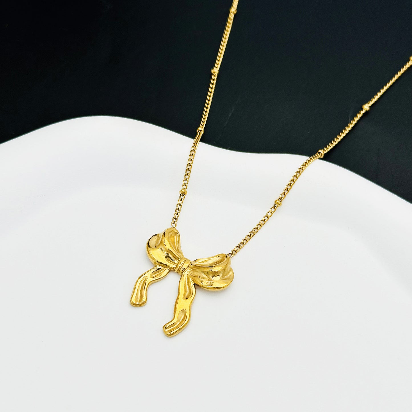 Stainless Steel Bow Jewelry Golden Suit Necklaces