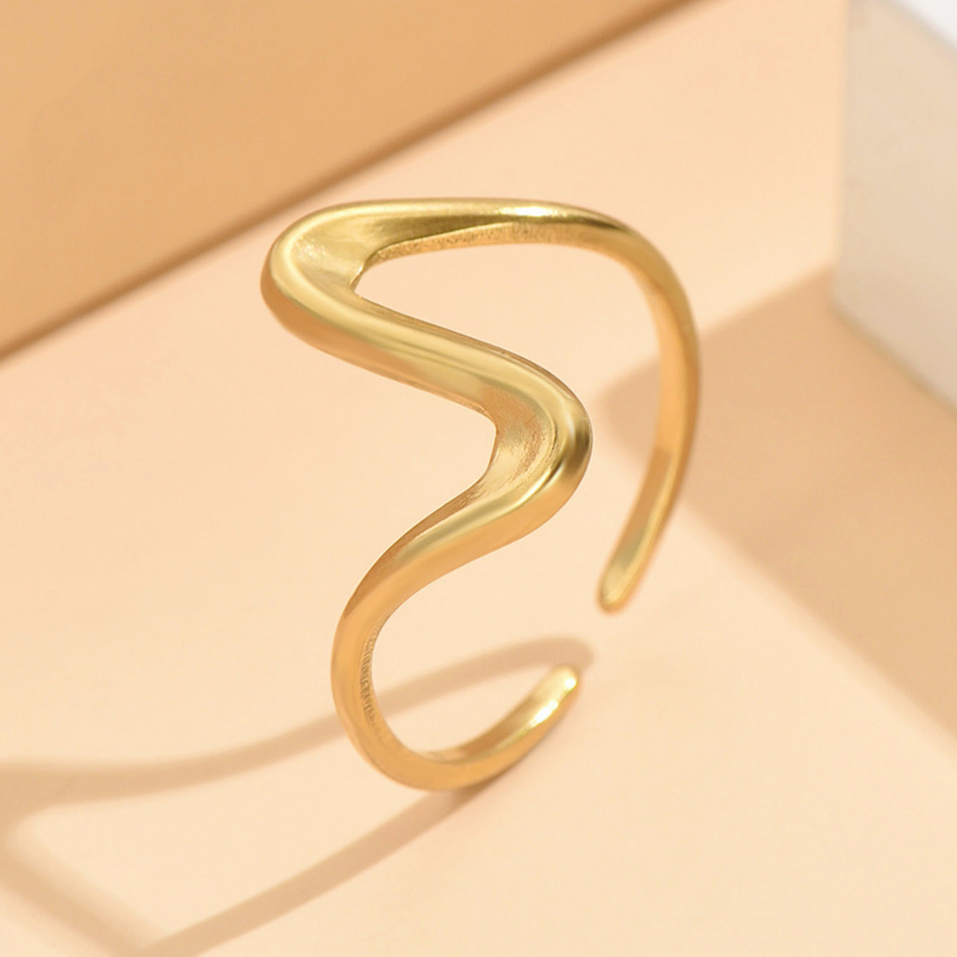 With Personality Curve Open Stainless Steel Rings