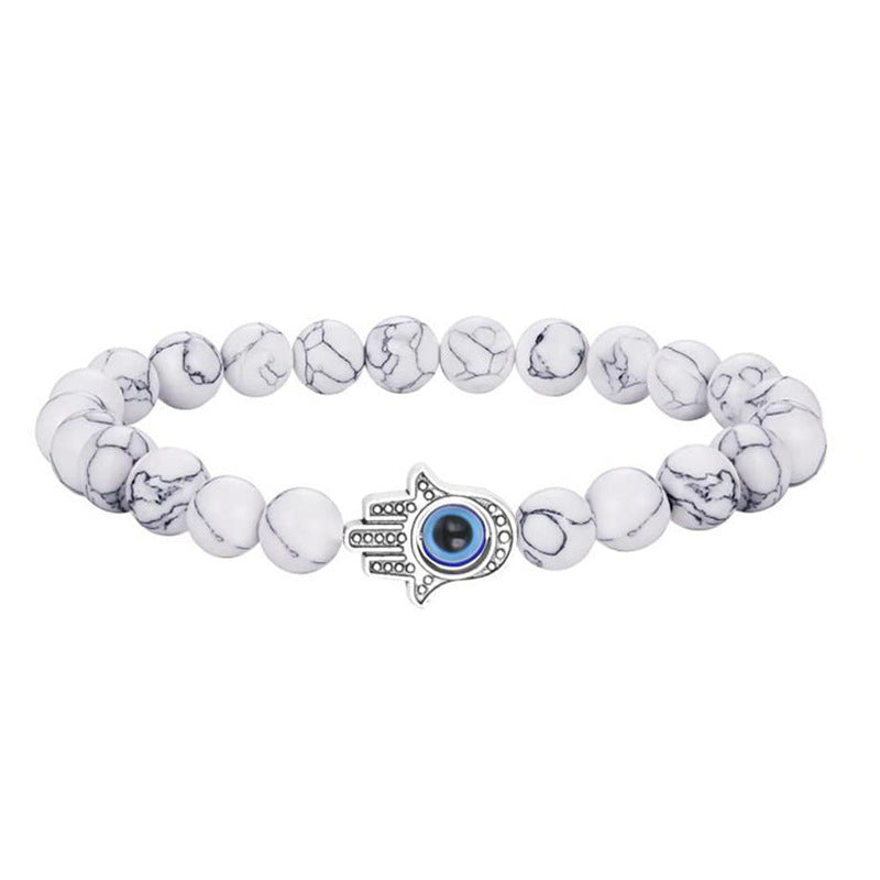 Fatima Palm Beaded Resin Glaze Blue Bracelets