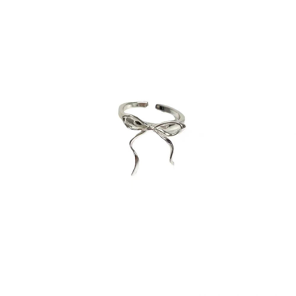 Women's Bowknot Simple Geometric Lines Twin Open Rings