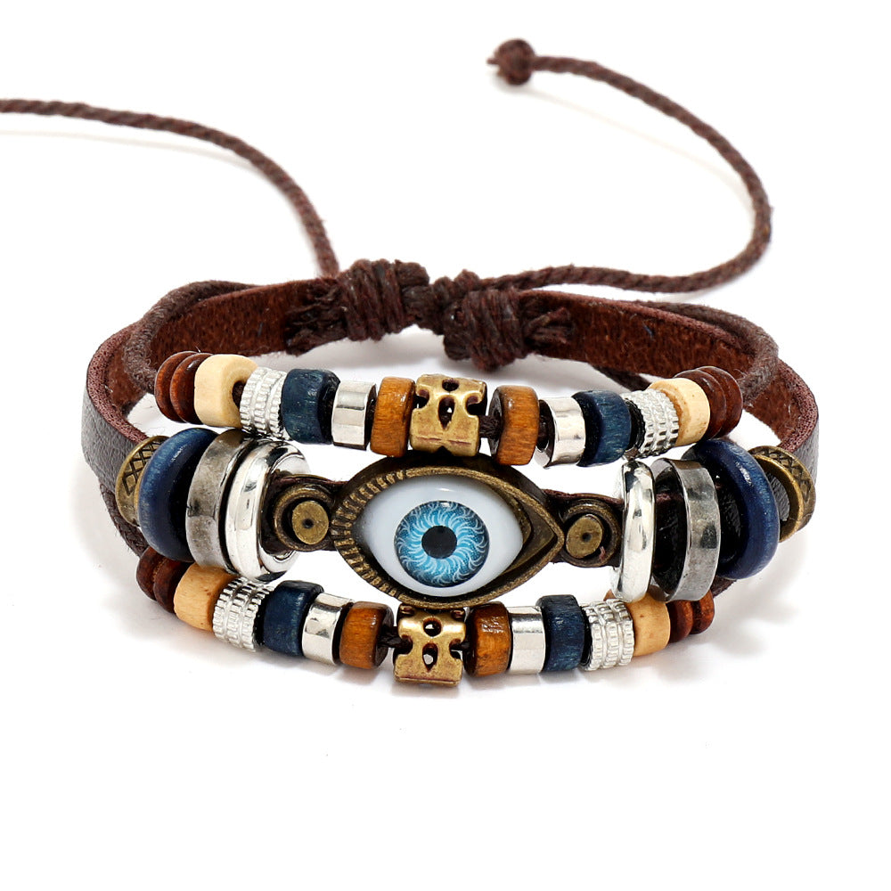 Retro Fashion Hand-woven Eyes Leather Ethnic Bracelets