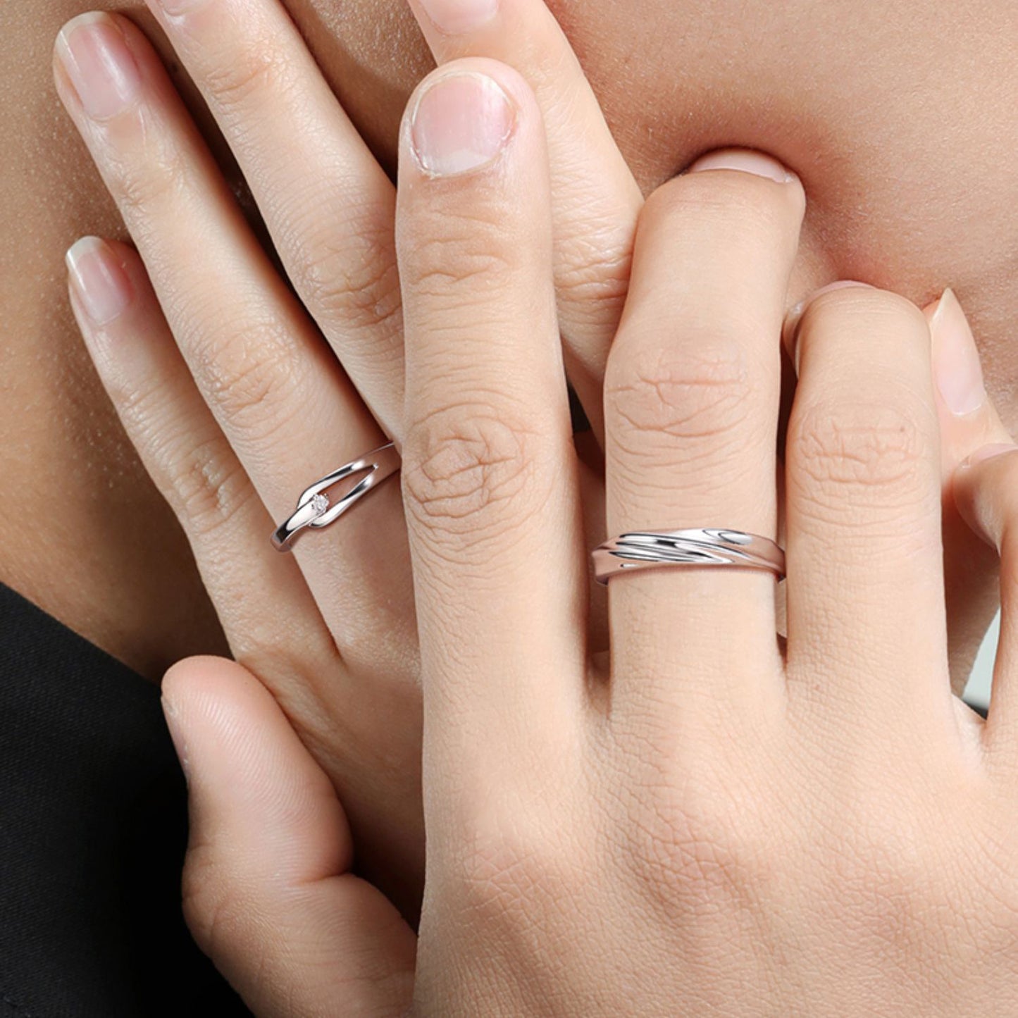 Women's & Men's Tears Couple Design Niche Opening Pair Rings