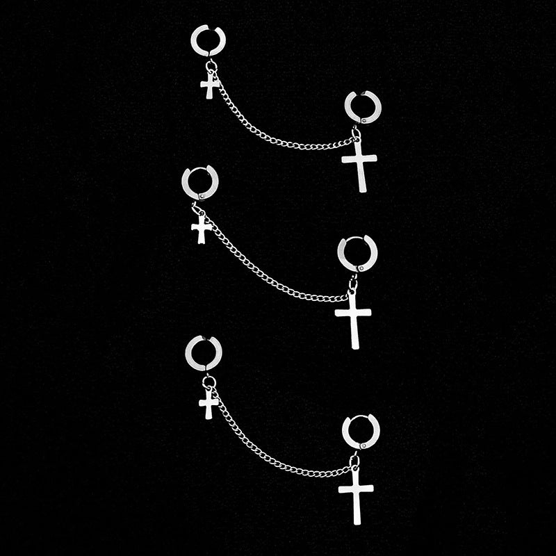 Cross Ear Chain One-piece Female Temperamental Earrings