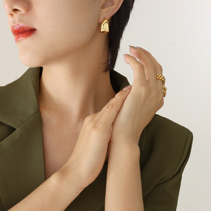 Fashion Simple Irregular Shaped Geometric Titanium Earrings