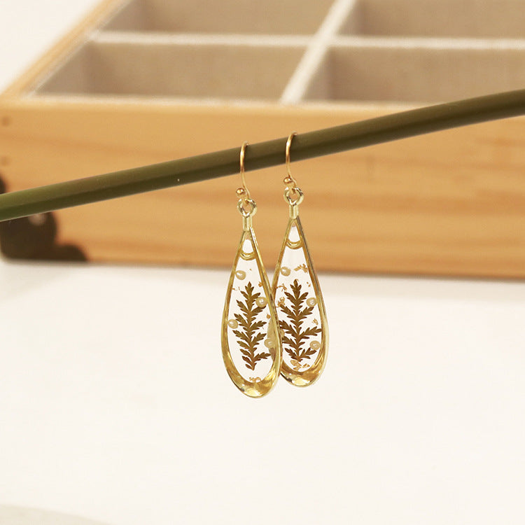 Fashion Modern Dried Flower Preserved Fresh Earrings