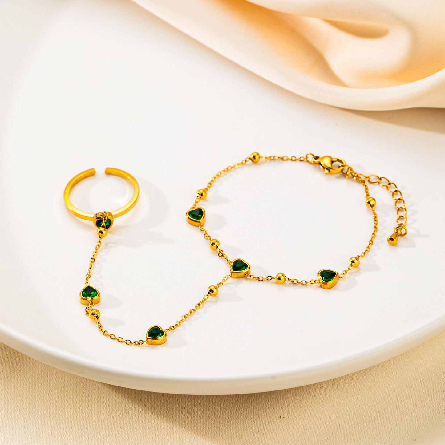 Women's Integrated Shell Turquoise Finger Chain Titanium Bracelets