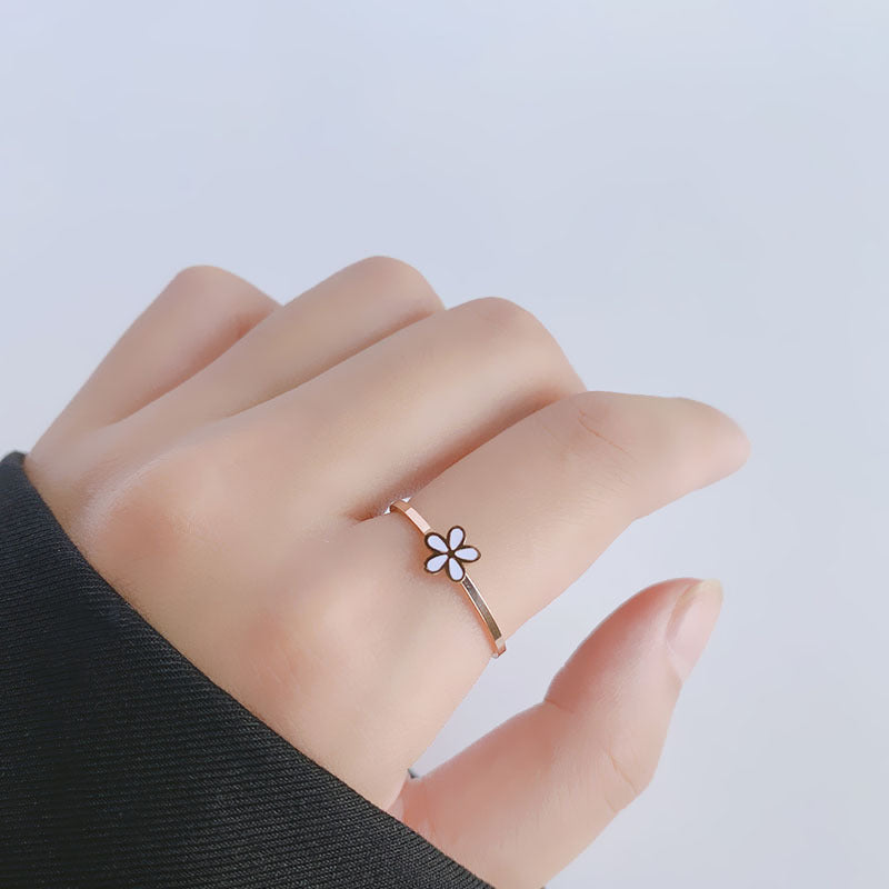 Women's Small Personalized Exquisite Titanium Steel Color Rings