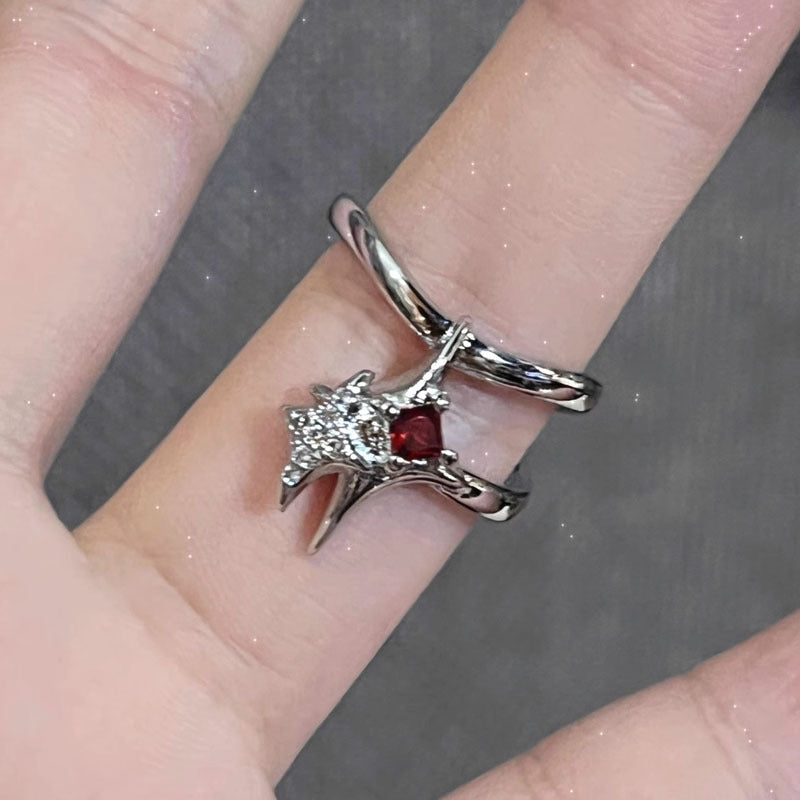 Punk Cross Butterfly Open-end Personality Female Rings