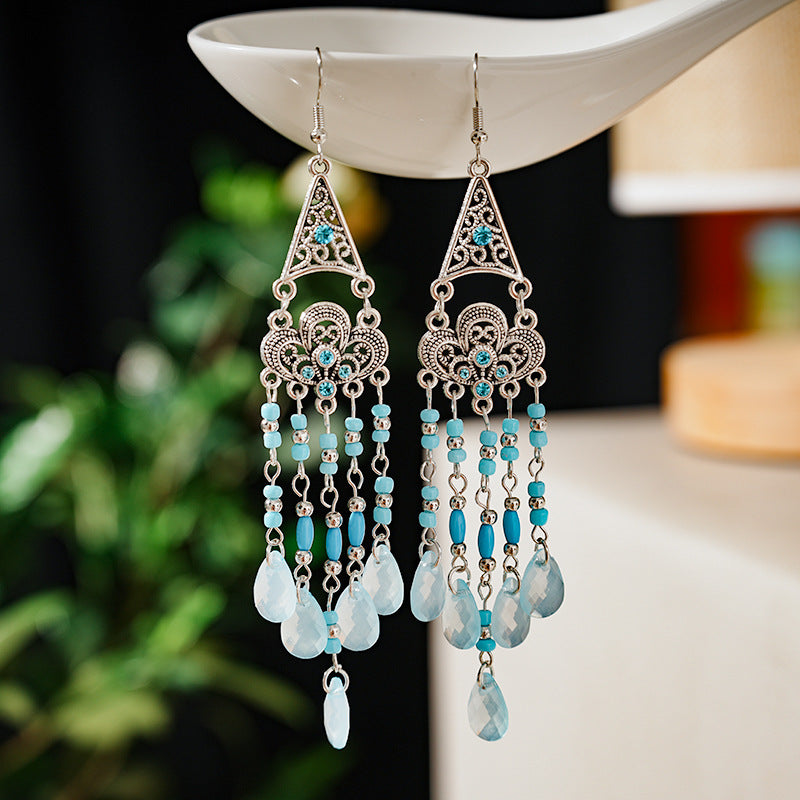 Long Female Daisy Pattern Water-drop Eardrops Earrings